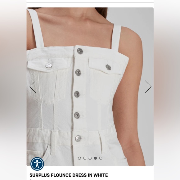 7 for all mankind Surplus Flounce Denim Dress White Sz M - Picture 5 of 10